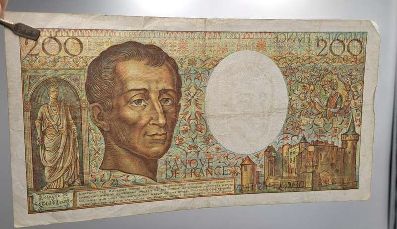 Rare!! 1982 France 200 Francs - Montesquieu type 1981 uniface-Bank note
