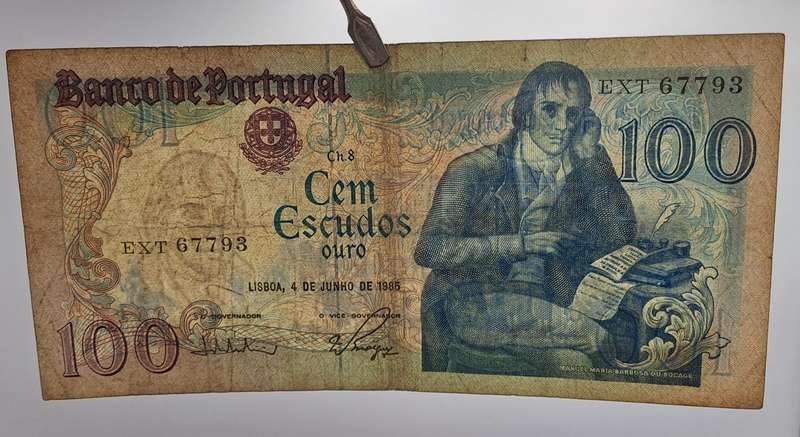 1985 Portugal 100 Escudos 8th. print-Bank note