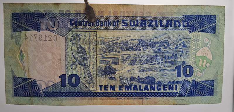1986 Swaziland 10 Emalangeni Bank note