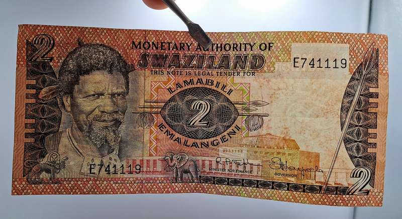1974 Swaziland 2 Emalangeni Bank Note -Circulated
