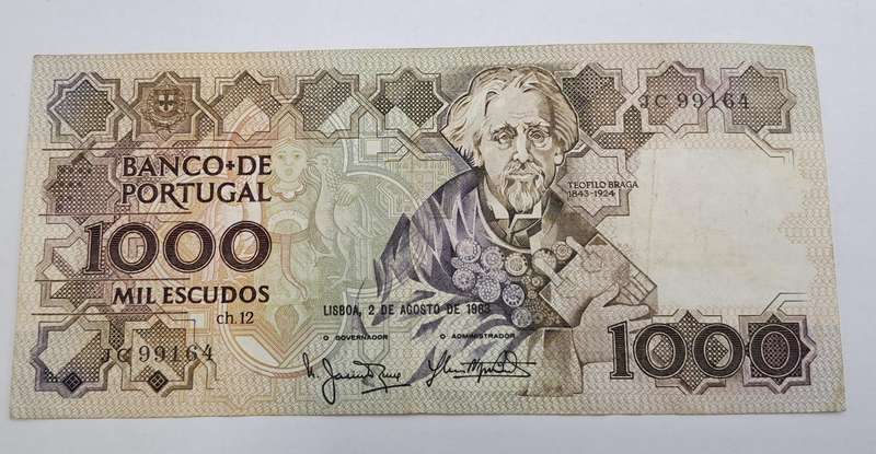 1983 Portugal 1000 Escudos 12th. print - Bank note