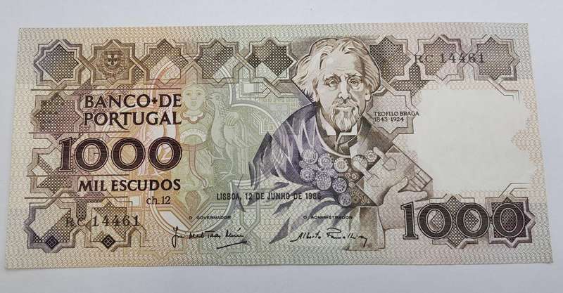 1986 Portugal 1000 Escudos 12th. print - Bank note