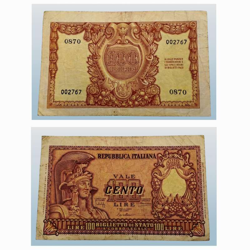 1951 Italy 100 Lira Bank Note
