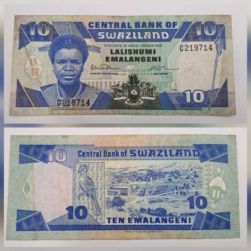 1986 Swaziland 10 Emalangeni Bank note