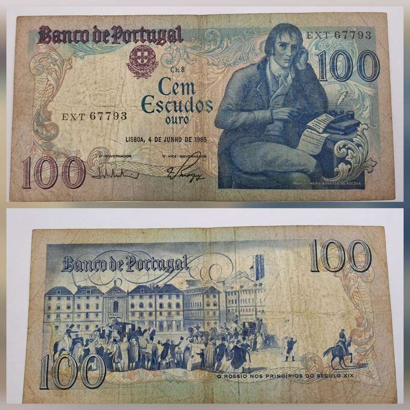 1985 Portugal 100 Escudos 8th. print-Bank note