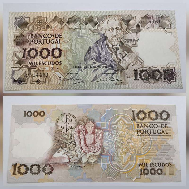 1986 Portugal 1000 Escudos 12th. print - Bank note