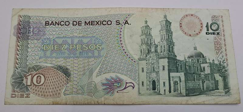 1970 Mexico  10 Pesos Banknote