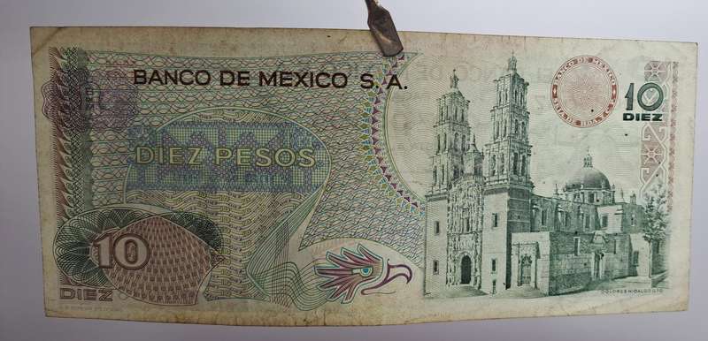 1970 Mexico  10 Pesos Banknote