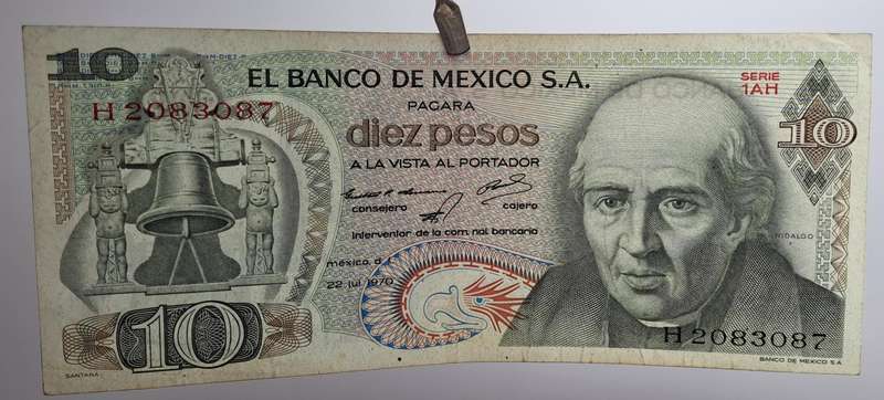 1970 Mexico  10 Pesos Banknote