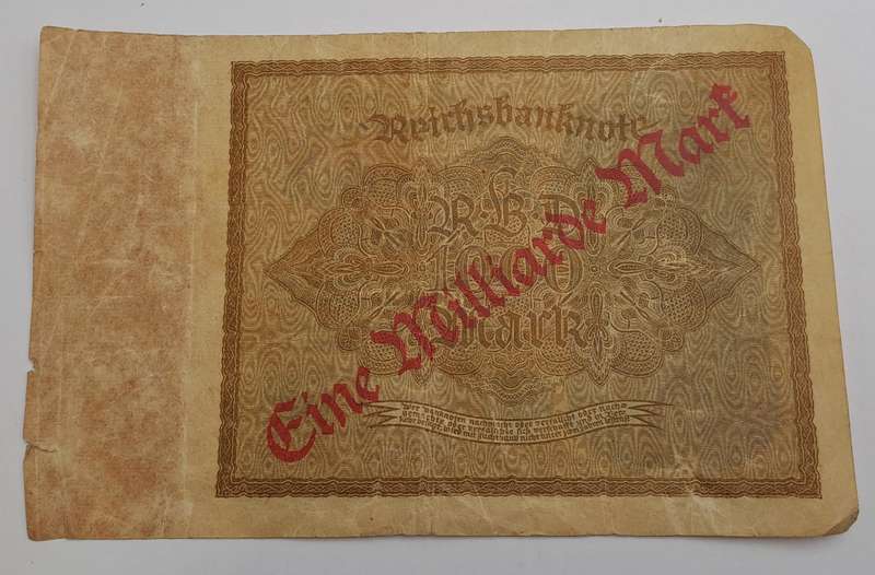 1923 Germany  1 000 000 000 Marks 1923 overprint on 1000 Mark P-82