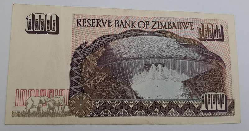 1995 Zimbabwe 100 Dollars Bank Note