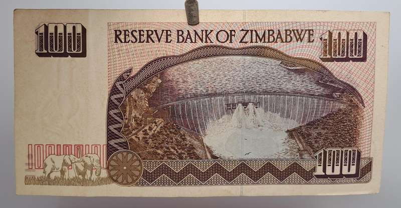 1995 Zimbabwe 100 Dollars Bank Note
