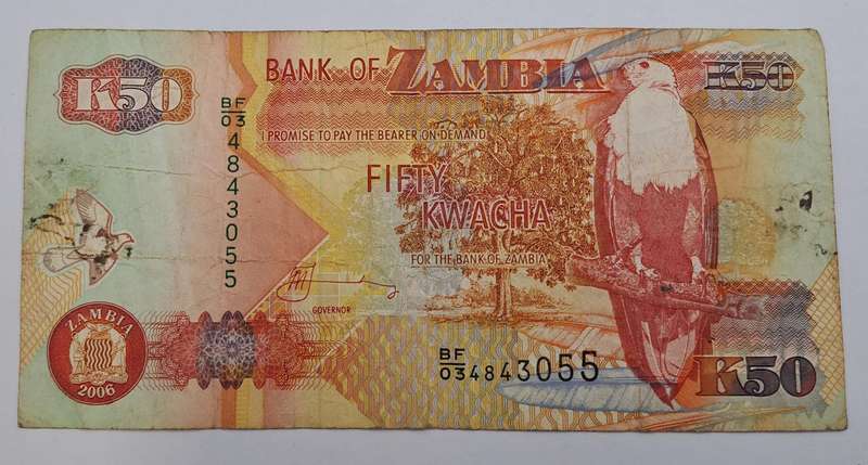 1992-2010 Zambia 50 Kwacha Bank Note
