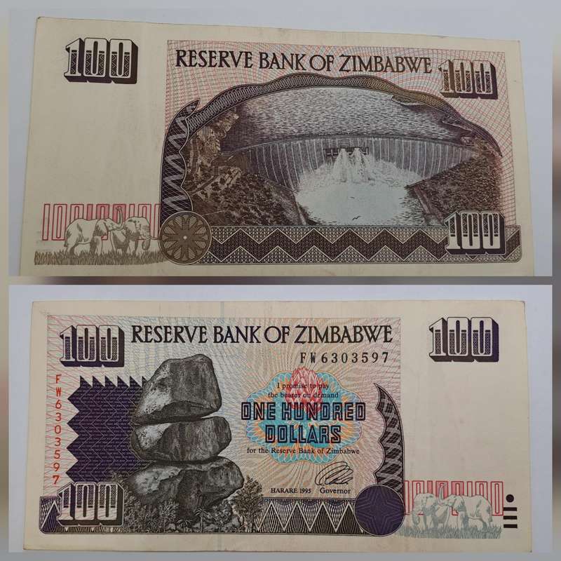 1995 Zimbabwe 100 Dollars Bank Note