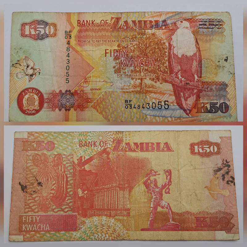 1992-2010 Zambia 50 Kwacha Bank Note