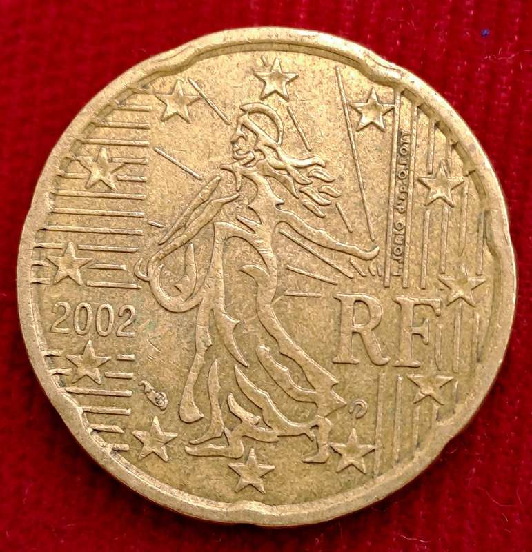 2002 France 20 Euro Cents 1st map- Coin