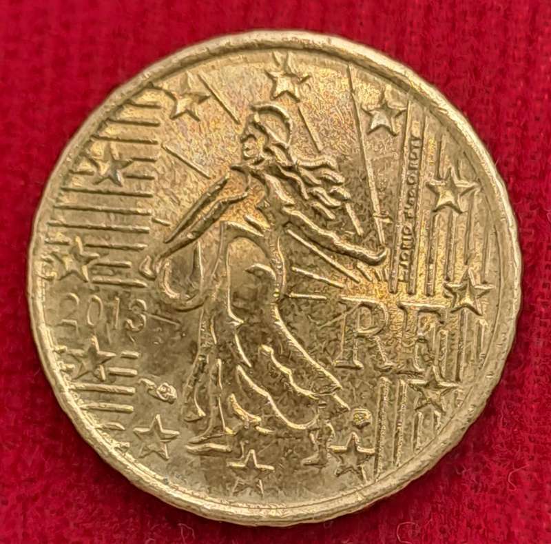 2003 France 10 Euro Cents 1st map, coarse reeding