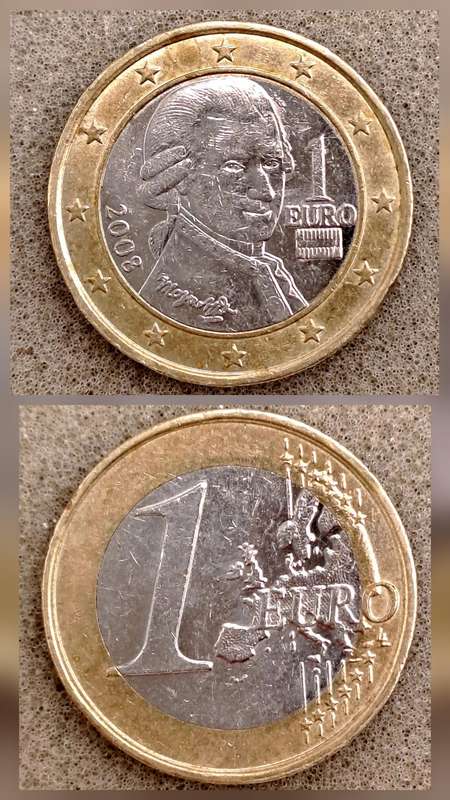 2008 Austria 1 Euro 2nd map Coin