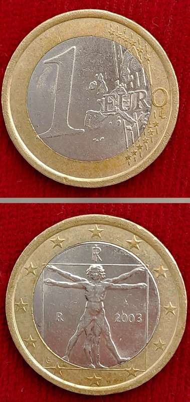 2003 Italy 1 Euro 2nd map-Coin
