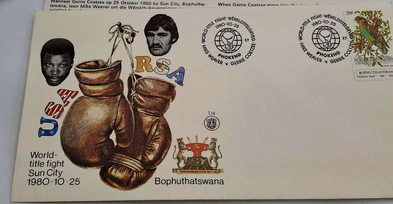 1980 Bophuthatswana Gerrie Coetzee vs Mike Weaver World Title Fight FDC 1.14(2 Available)