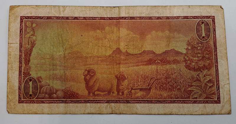 1967 South Afrika 1 Rand Note-T.W. de Jongh - First Issue  Afrikaans -English