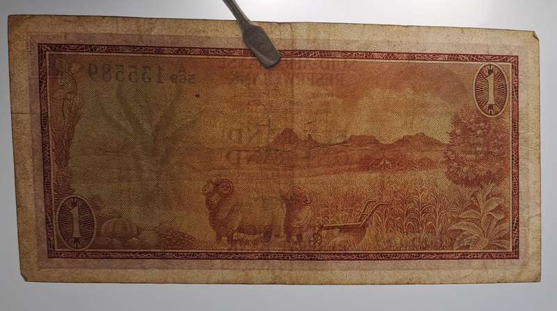 1967 South Afrika 1 Rand Note-T.W. de Jongh - First Issue  Afrikaans -English