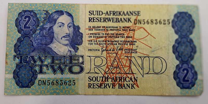 1984 South Afrika 2 Rand Note-G .P .C . de Kock - Third Issue  Afrikaans -English