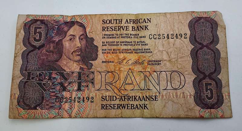 1990 South Africa R5 Note - C . L. Stals - First Issue -English-Afrikaans