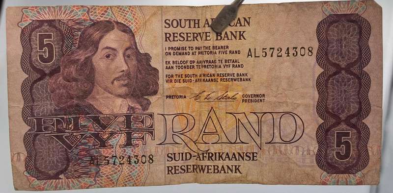 1990 South Africa R5 Note - C . L. Stals - First Issue -English-Afrikaans