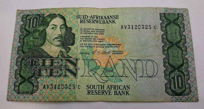 1990 South Africa R10 (Ten Rand) Note - C . L. Stals - First Issue -Afrikaans-English