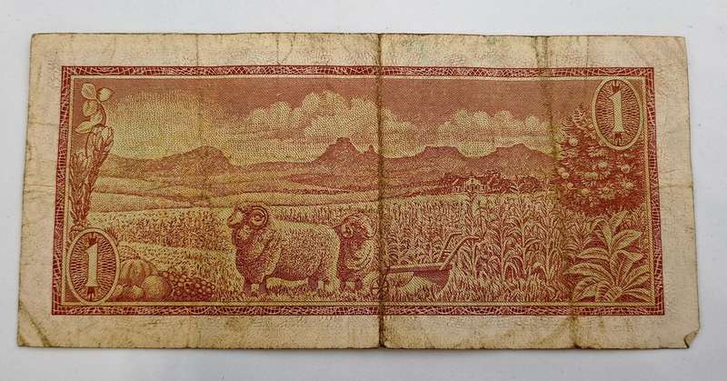 1975 South Africa R1 ( One Rand ) Note -T.W. de Jongh - Third Issue  -English-Afrikaans-