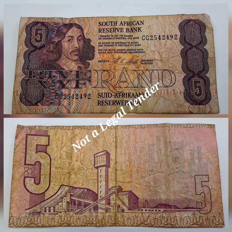 1990 South Africa R5 Note - C . L. Stals - First Issue -English-Afrikaans