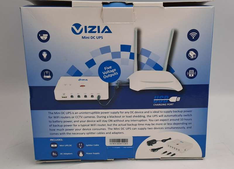10 Hours backup power- VIZIA WiFi UPS 57 000mWh for Router 5-24V DC Backup Battery Power
