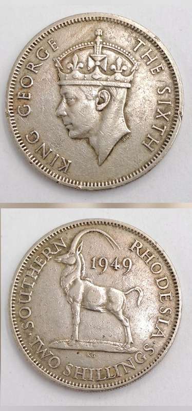 1949 Southern Rhodesia  2 Shillings - George VI