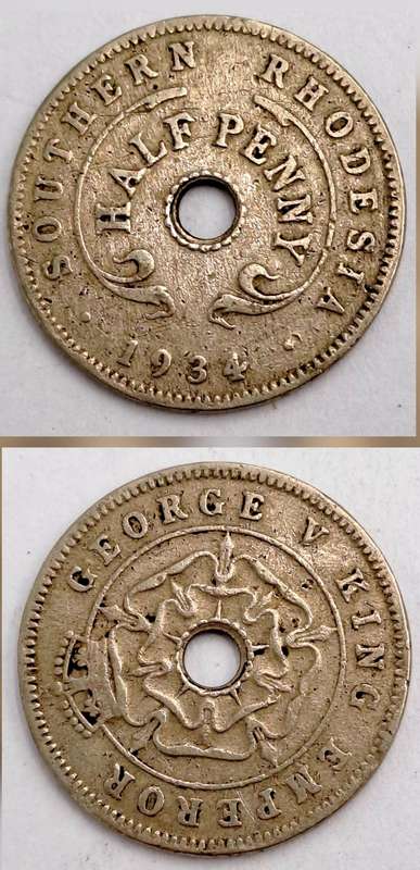 1934 Southern Rhodesia ½ Penny - George V