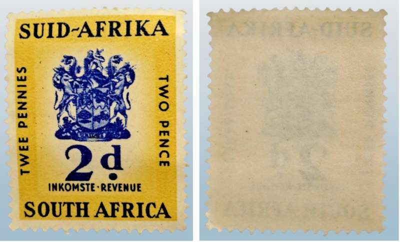 1955 South Africa Union 2 Pence (2d) revenue stamp