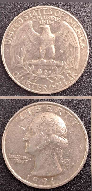 1991 United States of America ¼ Dollar "Washington Quarter"