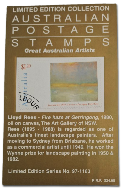 Limited edition No 97 of only 1163 Collection Australian Postage Stamp-Great Australian Artist
