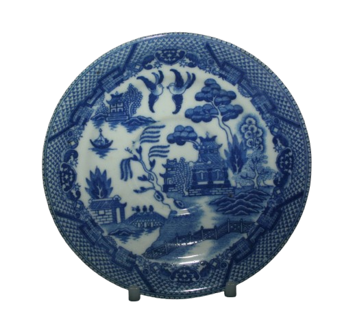 1940's Small VINTAGE  Blue and White  saucer made in occupied Japan - 142mm