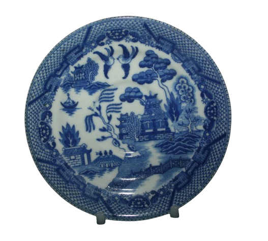 1940's Small VINTAGE  Blue and White  saucer made in occupied Japan - 142mm