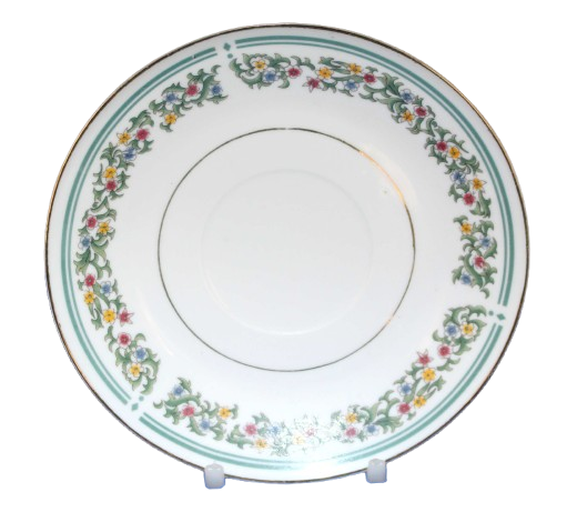Vintage Elegance Verde Collection 5 Due`s and 1 extra saucer 2 tiny chips see photo