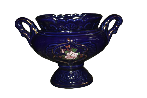 Vintage 1990 deluxe 3-Piece Stoneware Kobalt Vase Set Made in Taiwan expressly for YDC,York-as new