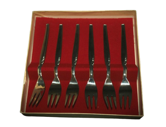 6 pc Boxed set SAVOY cake forks -box 185x183x32mm
