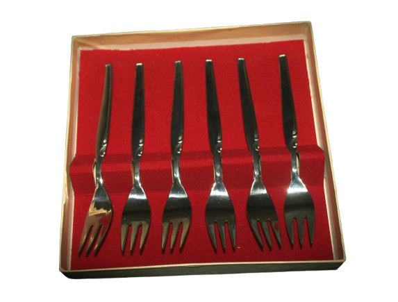 6 pc Boxed set SAVOY cake forks -box 185x183x32mm