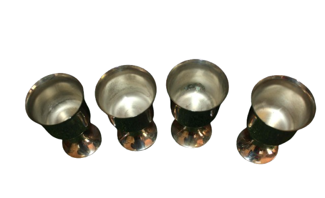 4 Vintage Ianthe EPNS wine Goblets in Box 370x151x80mm -Silver plated