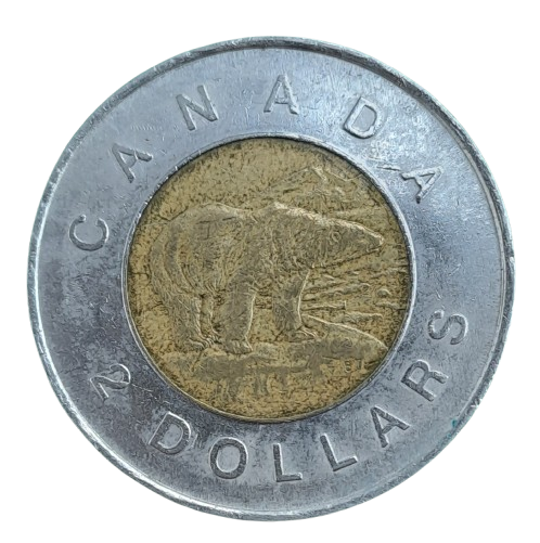 1996  2 Dollar Coin - Elizabeth II 3rd portrait, Maple leaf logo