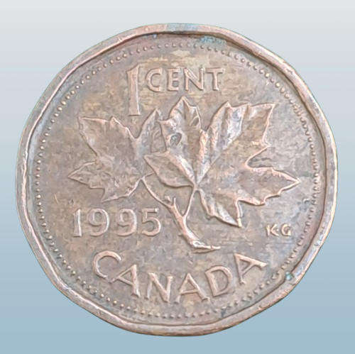 1995 Canada  1 Cent - Elizabeth II 3rd portrait, 12 sided