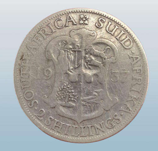 1937 South Africa  SILVER 2 Shillings - George VI Rex Imperator (Circulated )