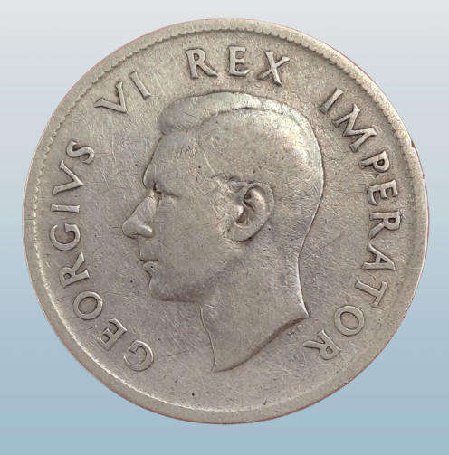 1937 South Africa  SILVER 2 Shillings - George VI Rex Imperator (Circulated )