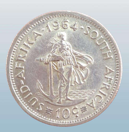 1964 South Africa  SILVER  10 Cent - 1st decimal series